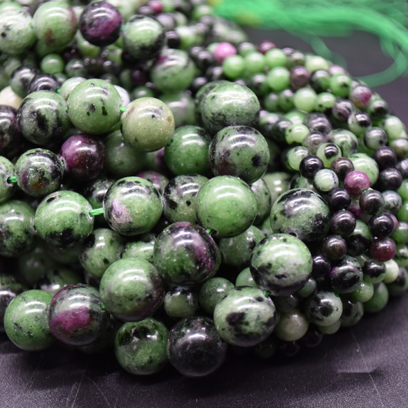 High Quality Grade A Natural Ruby Zoisite Gemstone Round Beads 4mm, 6mm, 8mm, 10mm sizes