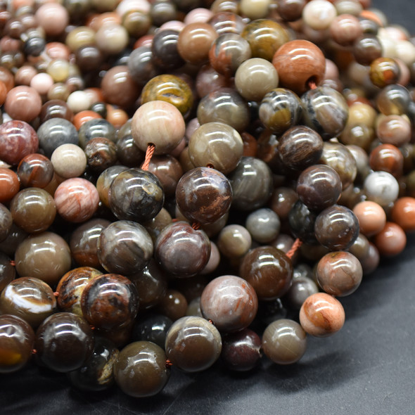 High Quality Grade AB Natural Petrified Wood Agate Gemstone Round Beads 4mm, 6mm, 8mm, 10mm sizes