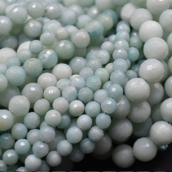 High Quality Grade A Natural Amazonite Faceted Semi-Precious Gemstone Round Beads 6mm, 8mm, 10mm sizes - 15" long