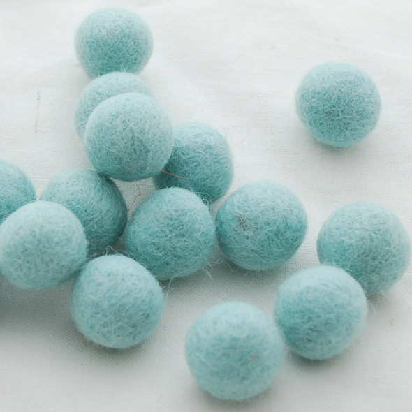 100% Wool Felt Balls - 2cm - Mint Blue - 20 Count / 100 Count