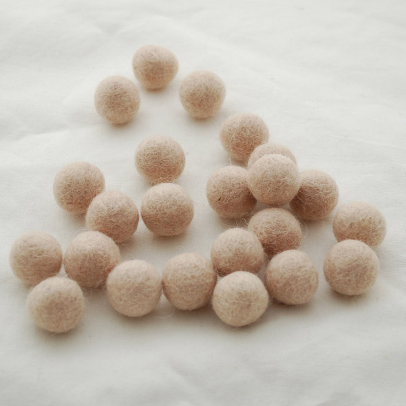 100% Wool Felt Balls - 1.5cm - Light Latte Brown - 25 Count / 100 Count