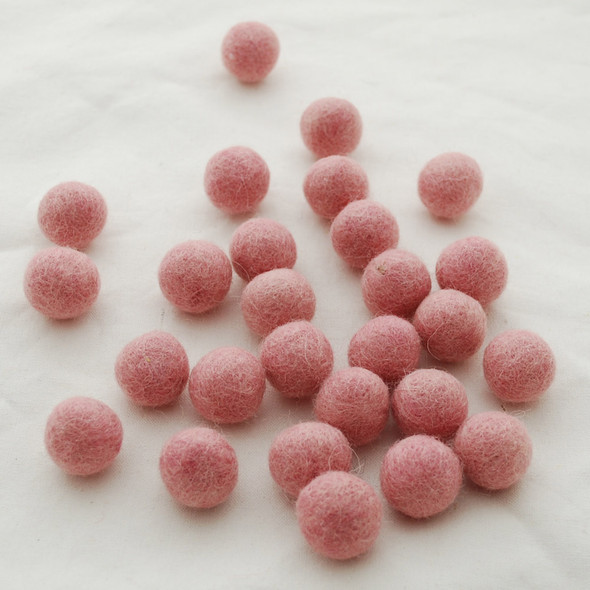 100% Wool Felt Balls - 1.5cm - Pastel Pink - 25 Count / 100 Count