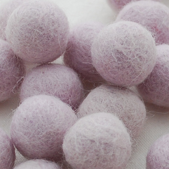 100% Wool Felt Balls - 2.5cm - Light Thistle Purple - 20 Count / 100 Count