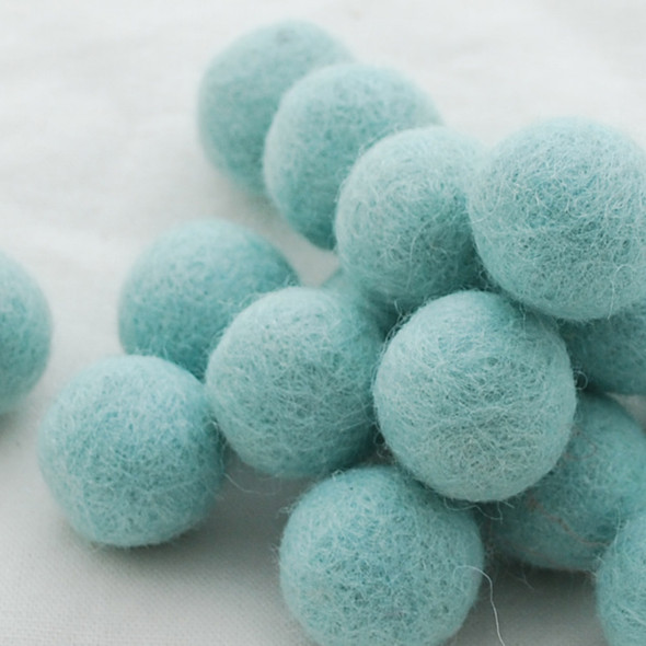 100% Wool Felt Balls - 2.5cm - Mint Blue - 20 Count / 100 Count