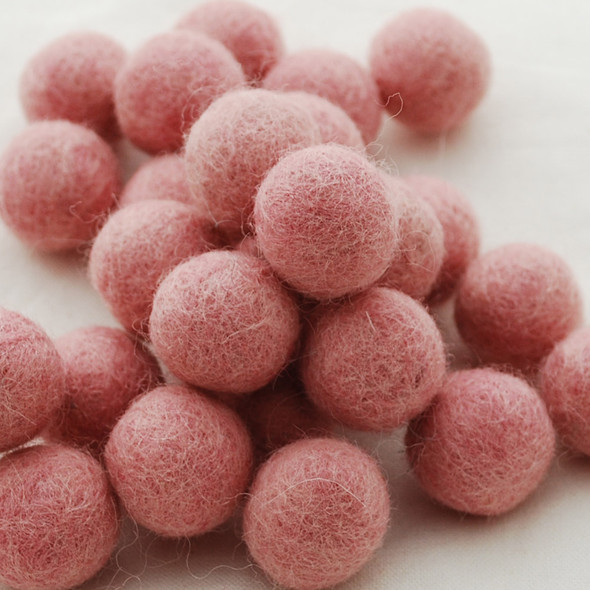 100% Wool Felt Balls - 2.5cm - Pastel Pink - 20 Count / 100 Count