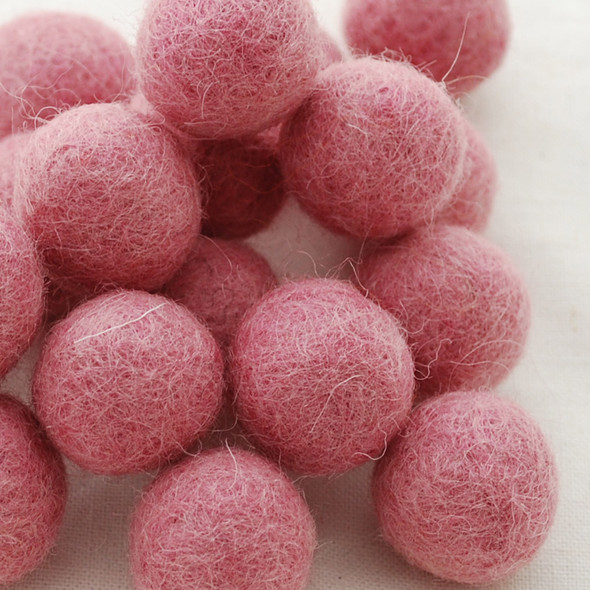 100% Wool Felt Balls - 2.5cm - Coral Pink - 20 Count / 100 Count