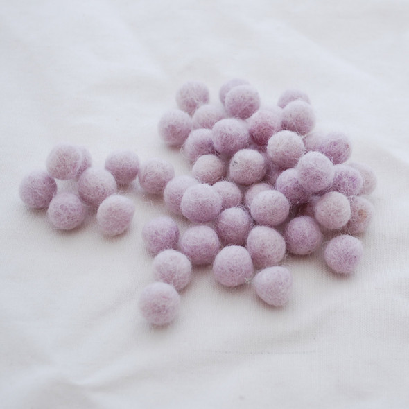 100% Wool Felt Balls - 1cm - Light Thistle Purple - 50 Count / 100 Count