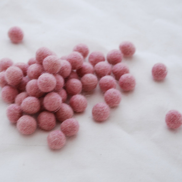 100% Wool Felt Balls - 1cm - Pastel Pink - 50 Count / 100 Count