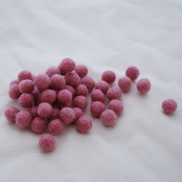 100% Wool Felt Balls - 1cm - Coral Pink - 50 Count / 100 Count