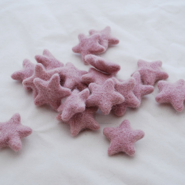 100% Wool Felt Stars - 10 Count - approx 3.5cm - Very Pale Dusty Pink