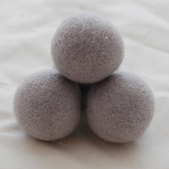 100% Wool Felt Balls - 5 Count - 4cm - Light Silver Grey