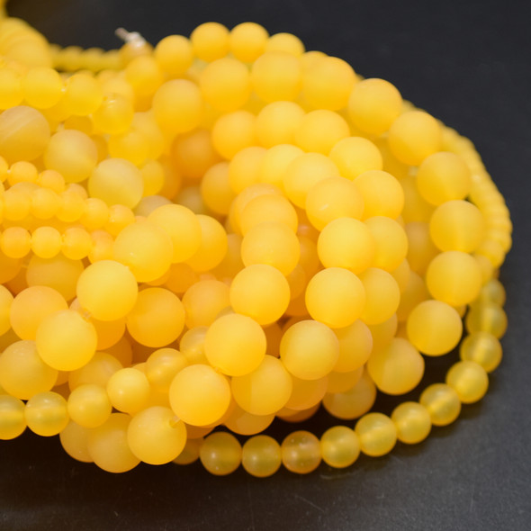 High Quality Grade A Yellow Agate Frosted / Matte Semi-precious Gemstone Round Beads 4mm, 6mm, 8mm, 10mm sizes