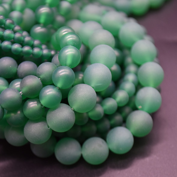 High Quality Grade A Green Agate Frosted / Matte Semi-precious Gemstone Round Beads 4mm, 6mm, 8mm, 10mm sizes