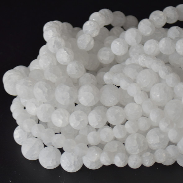 High Quality Grade A Crackle Crystal Quartz Frosted / Matte Semi-precious Gemstone Round Beads 4mm, 6mm, 8mm, 10mm sizes
