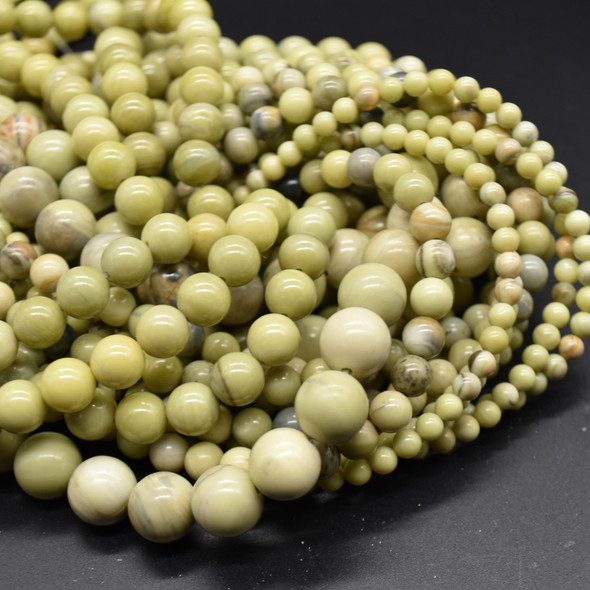 High Quality Grade A Natural Butter Jade (light green) Semi-precious Gemstone Round Beads - 4mm, 6mm, 8mm, 10mm sizes