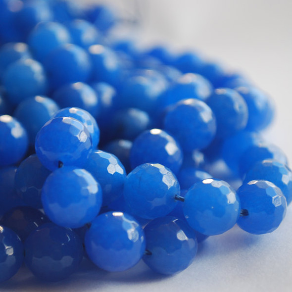 Blue Quartz Faceted Round Beads 6mm, 8mm, 10mm sizes - 15" long