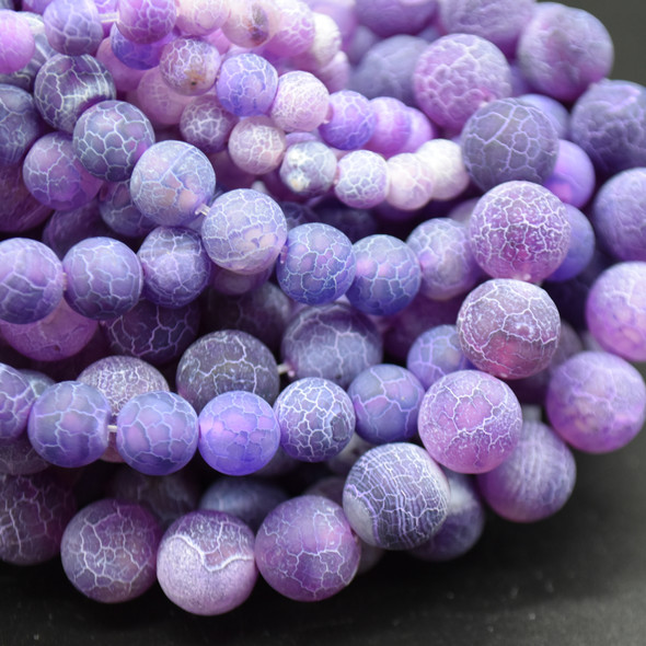 High Quality Crackle Purple Agate Frosted / Matte Semi-precious Gemstone Round Beads 4mm, 6mm, 8mm, 10mm sizes