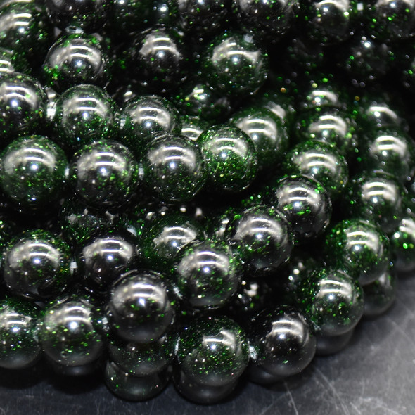 High Quality Green Goldstone Semi-precious Gemstone Round Beads - 4mm, 6mm, 8mm, 10mm sizes