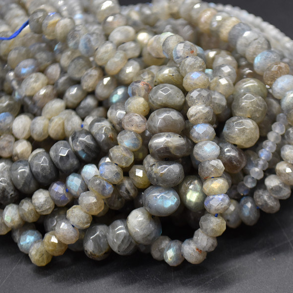 High Quality Grade A Natural Labradorite Semi-Precious Gemstone Faceted Rondelle / Spacer Beads - 2mm, 3mm, 4mm, 6mm, 8mm, 10mm sizes