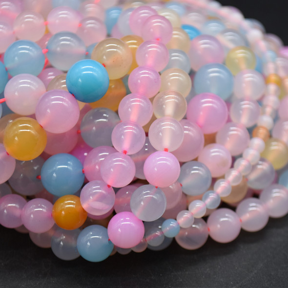 High Quality Grade A Mixed Pastel Colour Agate Semi-precious Gemstone Round Beads - 4mm, 6mm, 8mm, 10mm sizes