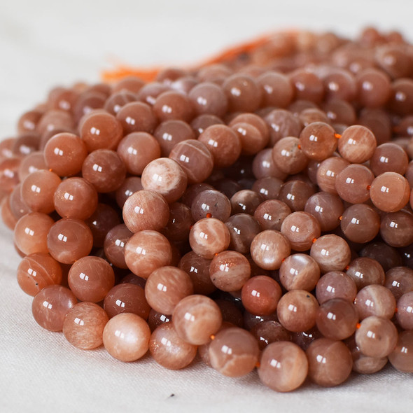 High Quality Grade AB Natural Sunstone Semi-precious Gemstone Round Beads - 8mm, 10mm sizes