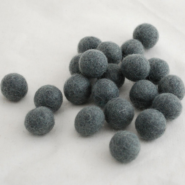 100% Wool Felt Balls - 2.5cm - Slate Grey - 20 Count / 100 Count