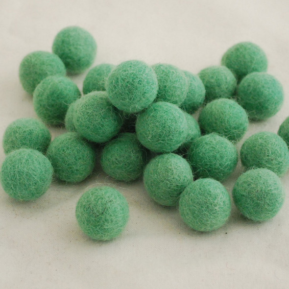 100% Wool Felt Balls - 2.5cm - Jade Green - 20 Count / 100 Count