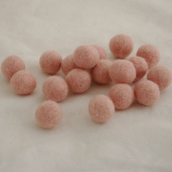 100% Wool Felt Balls - 2cm - Peach Blossom Pink - 20 Count / 100 Count