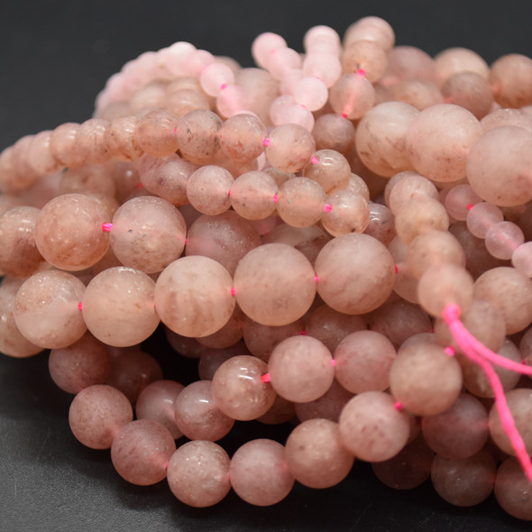 High Quality Grade A Natural Strawberry Quartz (pink) Frosted / Matte Semi-precious Gemstone Round Beads - 4mm, 6mm, 8mm, 10mm sizes