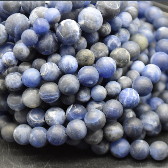 High Quality Grade A Natural Sodalite (blue) Frosted / Matte Semi-Precious Gemstone Round Beads - 4mm, 6mm, 8mm, 10mm sizes