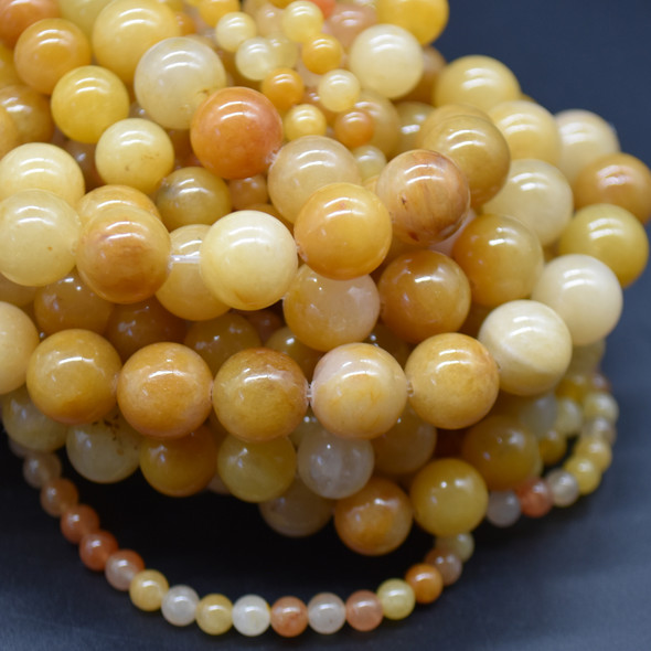 High Quality Grade A Natural Dark Yellow Calcite Semi-precious Gemstone Round Beads - 4mm, 6mm, 8mm, 10mm sizes