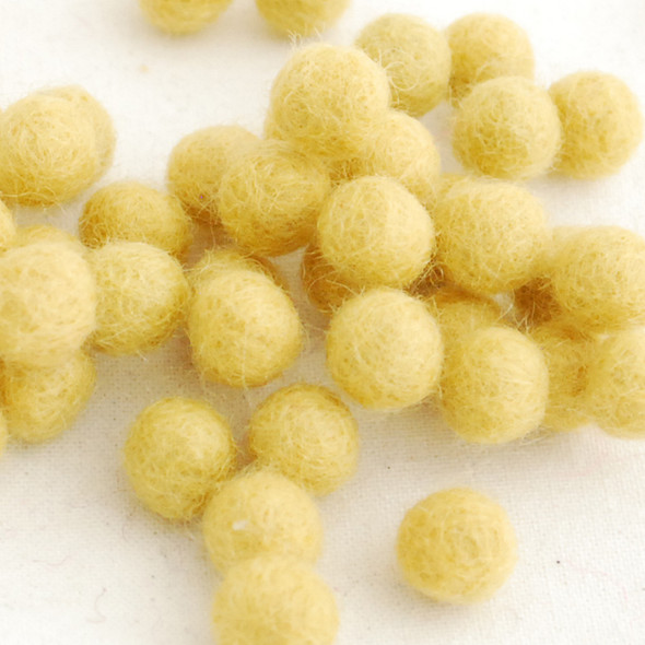 100% Wool Felt Balls - 2.5cm - Light Mustard Yellow - 20 Count / 100 Count