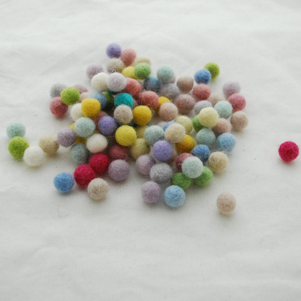 100% Wool Felt Balls - 100 Count - Light, Pale and Pastel Colours - 1cm