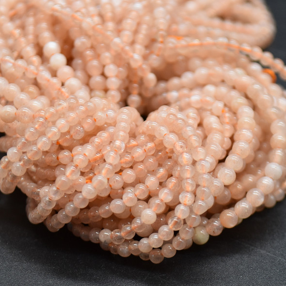 High Quality Grade A Natural Sunstone Semi-Precious Gemstone Round Beads - 2mm - 15" long