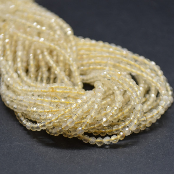 High Quality Grade A Citrine Semi-Precious Gemstone FACETED Round Beads - 2mm - 15" long