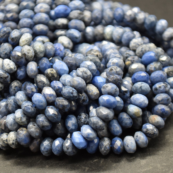 High Quality Grade A Natural Dumortierite Semi-Precious Gemstone FACETED Rondelle Spacer Beads - approx 6mm x 4mm - 15" strand