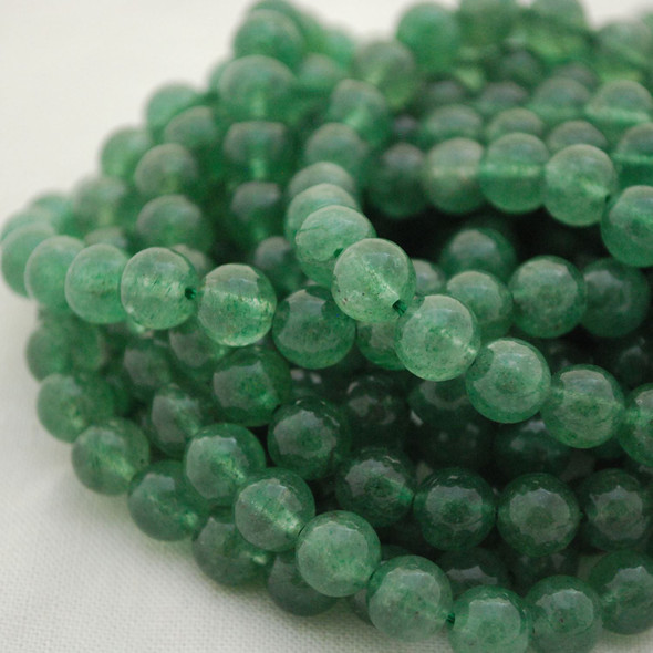 High Quality Grade A Natural Green Strawberry Quartz Semi-Precious Gemstone Round Beads - 4mm, 6mm, 8mm, 10mm sizes - 14" long