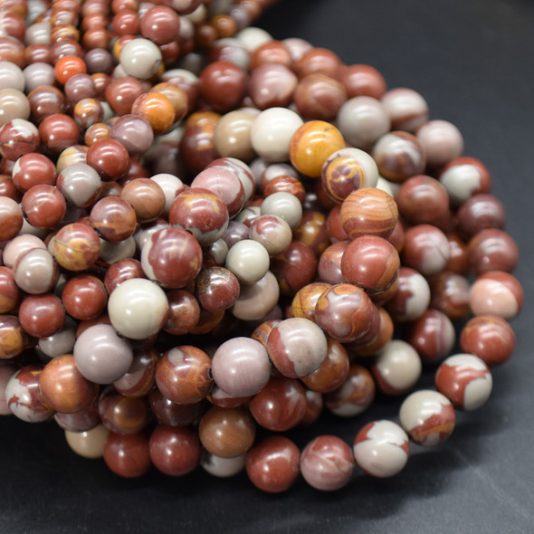 High Quality Grade A Natural Noreena Jasper Semi-Precious Gemstone Round Beads - 4mm, 6mm, 8mm, 10mm sizes - 14" long