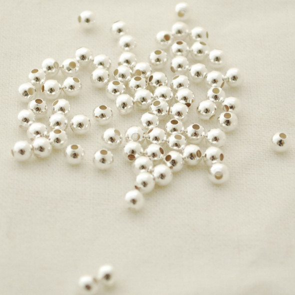 Italian 925 Sterling Silver Findings - Sterling Silver Seamless Smooth Round Beads - 2mm, 2.5mm, 3mm, 4mm, 5mm, 6mm, 8mm sizes - Made in Italy