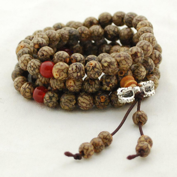 Natural Lotus Bodhi Seeds with lines Round Wood Beads - 108 beads - Mala Prayer Beads - approx 6mm