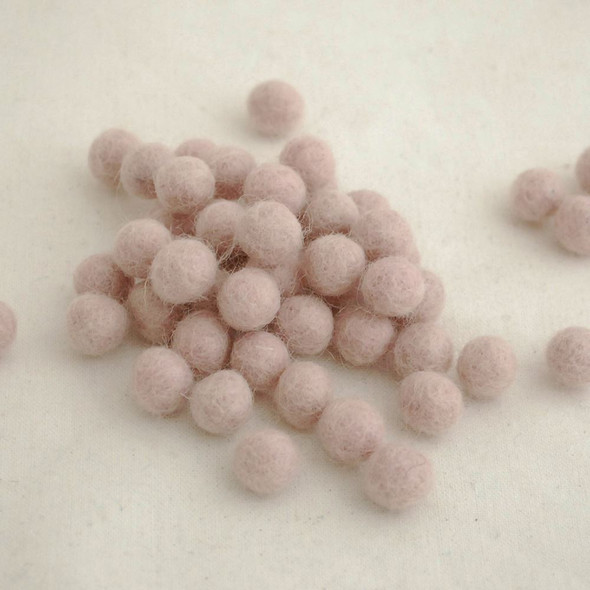 100% Wool Felt Balls - 1cm - Light Baby Pink - 50 Count / 100 Count