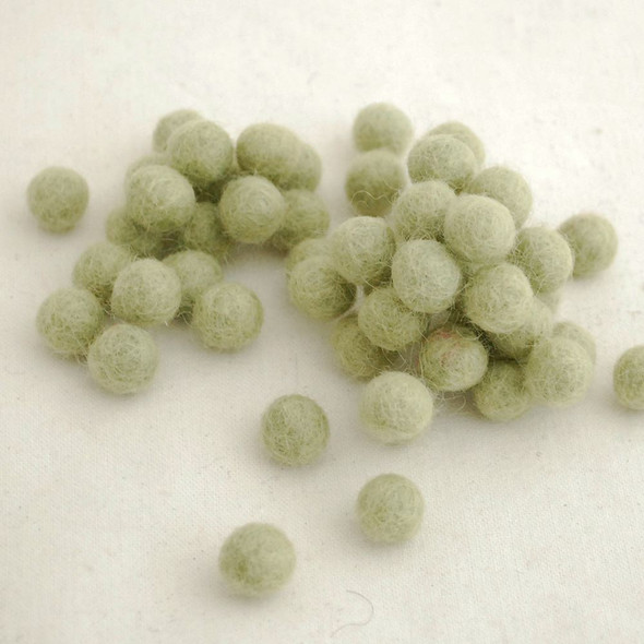 100% Wool Felt Balls - 1cm - Light Yellow Green - 50 Count / 100 Count