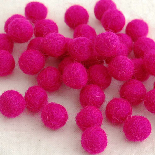 100% Wool Felt Balls - 1cm - Fuchsia Pink - 50 Count / 100 Count