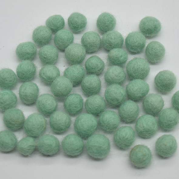 100% Wool Felt Balls - 1cm - Aquamarine Green - 50 Count / 100 Count