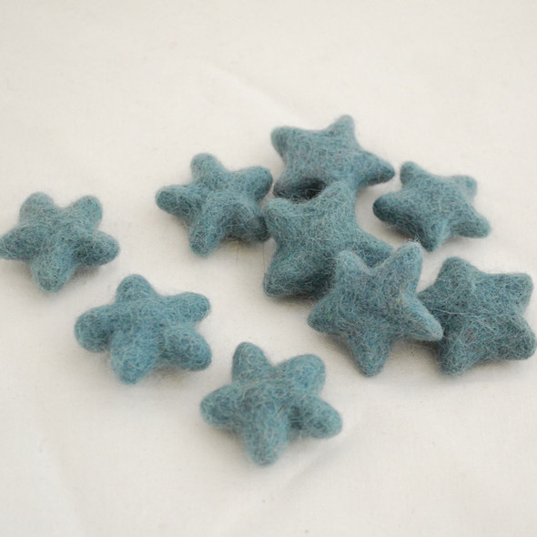 100% Wool Felt Stars - 10 Count - approx 3.5cm - Dark Morning Blue