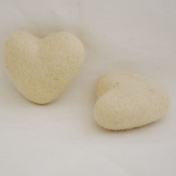 100% Wool Felt Heart - 6cm - 2 Count - Champagne