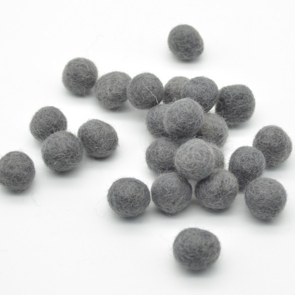 100% Wool Felt Balls - 2cm - Ash Grey - 20 Count / 100 Count