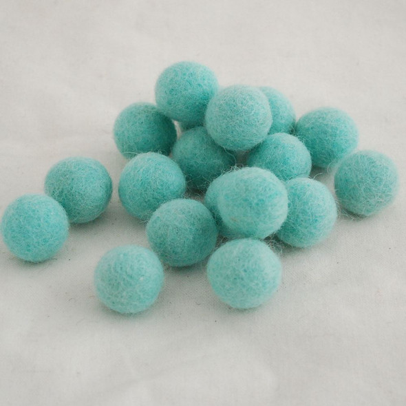 100% Wool Felt Balls - 2cm - Deep Mint Blue - 20 Count / 100 Count