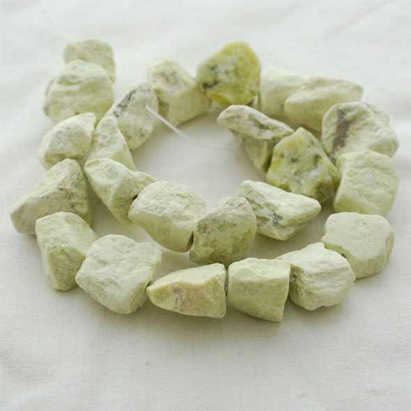 Raw Natural Lemon Jade Semi-precious Gemstone Chunky Nugget Beads - approx 13mm - 15mm x 18mm - 22mm - approx 15" long strand