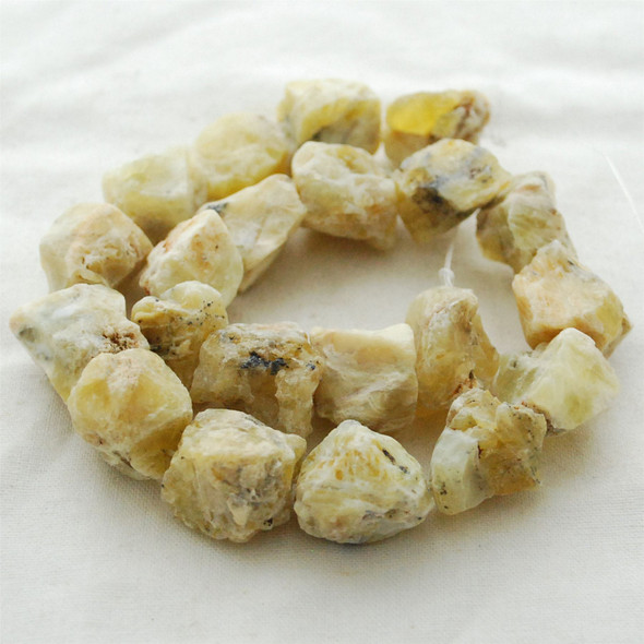 Raw Natural Yellow Opal Semi-precious Gemstone Chunky Nugget Beads - approx 13mm - 15mm x 18mm - 22mm - approx 15" long strand